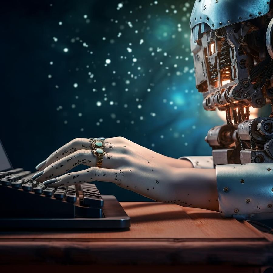 A writer using AI-powered writing prompts to create engaging content