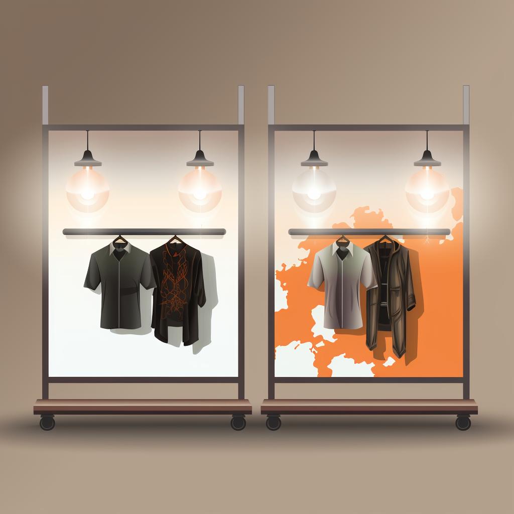 Diffusion panel set up between the light source and clothing item
